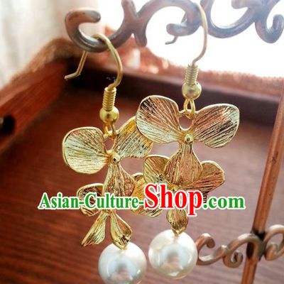 Traditional Chinese Handmade Classical Bowknot Eardrop Ancient Palace Queen Hanfu Earrings for Women
