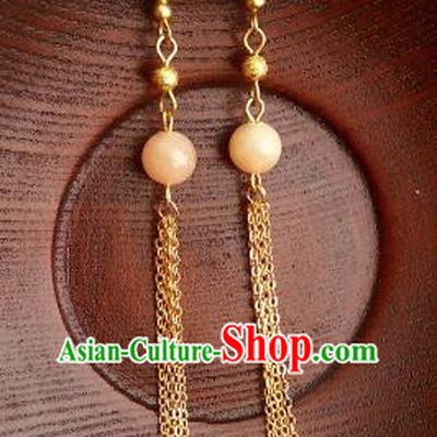 Traditional Chinese Handmade Classical Long Tassel Eardrop Ancient Palace Queen Hanfu Earrings for Women