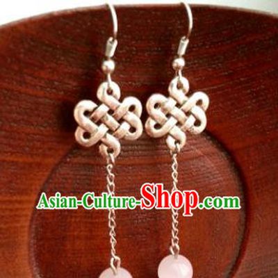 Traditional Chinese Handmade Classical Hanfu Chinese Knots Eardrop Ancient Palace Queen Earrings for Women