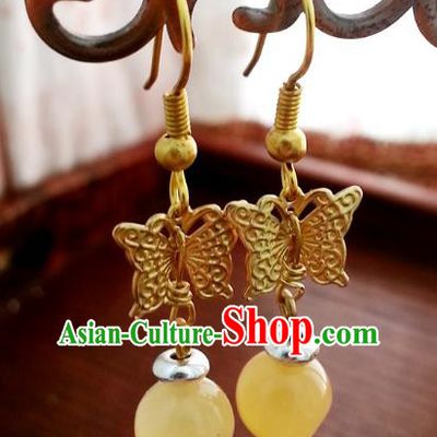 Traditional Chinese Handmade Classical Hanfu Butterfly Eardrop Ancient Palace Queen Earrings for Women