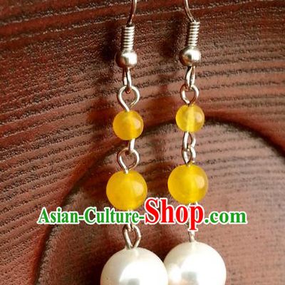 Traditional Chinese Handmade Classical Hanfu Eardrop Ancient Palace Queen Earrings for Women