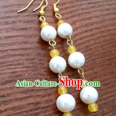 Traditional Chinese Handmade Classical Hanfu Beads Eardrop Ancient Palace Princess Earrings for Women