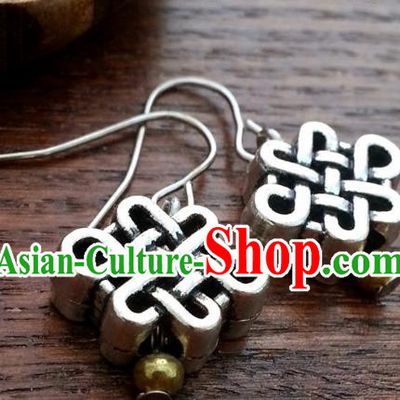 Traditional Chinese Handmade Classical Hanfu Chinese Knot Eardrop Ancient Palace Princess Earrings for Women