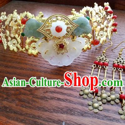 Traditional Handmade Chinese Classical Hair Accessories Hair Comb Ancient Princess Hairpins and Earrings for Women