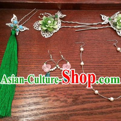 Handmade Traditional Chinese Classical Hair Accessories Ancient Bride Hanfu Butterfly Hairpins Step Shake for Women