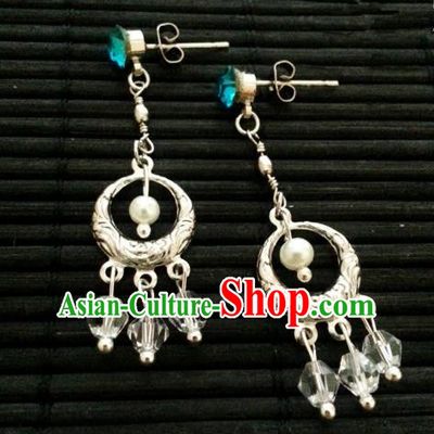 Asian Chinese Traditional Handmade Hanfu Classical Eardrop Ancient Palace Princess Earrings for Women