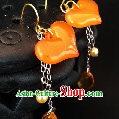 Asian Chinese Traditional Handmade Hanfu Classical Resin Eardrop Ancient Palace Princess Earrings for Women