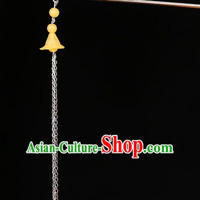 Handmade Asian Chinese Classical Hair Accessories Ancient Orange Tassel Step Shake Hairpins for Women