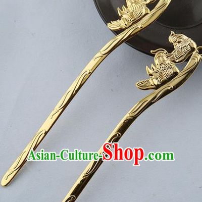 Asian Chinese Handmade Palace Lady Classical Hair Accessories Hanfu Mandarin Duck Hairpins Headwear for Women