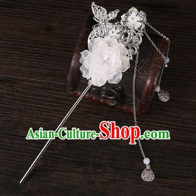 Handmade Asian Chinese Classical Hair Accessories Butterfly Flower Hairpins Hanfu Tassel Hair Stick for Women