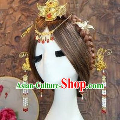 Chinese Handmade Classical Hair Accessories Ancient Bride Step Shake Hairpins Complete Set for Women