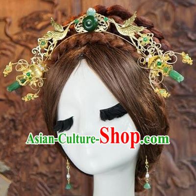 Chinese Ancient Handmade Classical Wedding Hair Accessories Phoenix Coronet Xiuhe Suit Bride Hairpins for Women