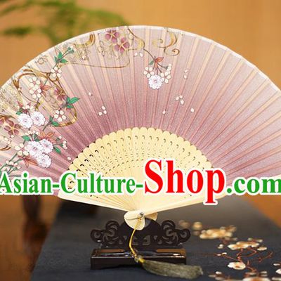 Traditional Chinese Crafts Printing Begonia Folding Fan, China Sensu Paper Fans for Women