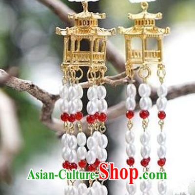 Asian Chinese Traditional Handmade Jewelry Accessories Hanfu Jade Earrings for Women