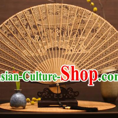 Traditional Chinese Crafts Sandalwood Palace Folding Fan Sandal Fans for Women