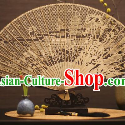 Traditional Chinese Crafts Sandalwood Tower Folding Fan Sandal Fans for Women
