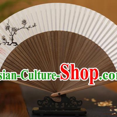 Traditional Chinese Crafts Printing Plum Blossom Folding Fan Paper Fans for Men