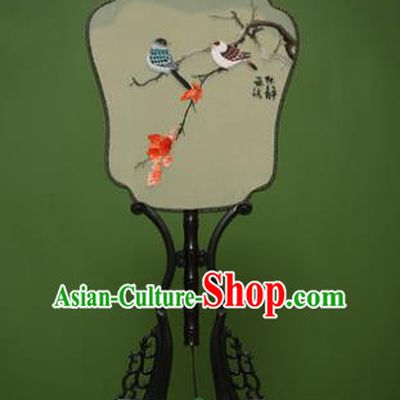 Traditional Chinese Crafts Embroidered Birds Silk Fan, China Palace Fans Princess Square Fans for Women