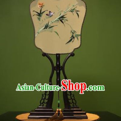 Traditional Chinese Crafts Embroidered Bamboo Silk Fan, China Palace Fans Princess Square Fans for Women