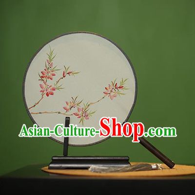 Traditional Chinese Crafts Round Silk Fan, China Palace Fans Princess Printing Peach Blossom Circular Fans for Women