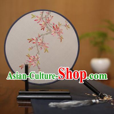 Traditional Chinese Crafts Round Silk Fan, China Palace Fans Princess Printing Peach Blossom Circular Fans for Women