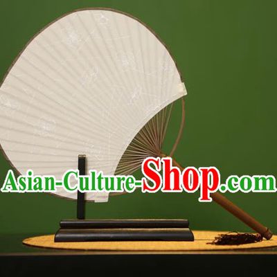 Traditional Chinese Crafts Printing Xuan Paper Fan, Chinese Art Paper Palace Fans Bamboo Handle Fans for Women