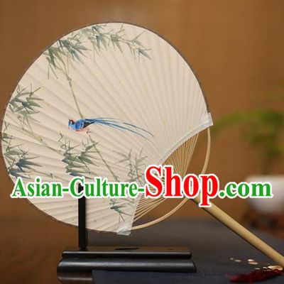 Traditional Chinese Crafts Ink Painting Bamboo Paper Fan, China Palace Fans Princess Round Fans for Women