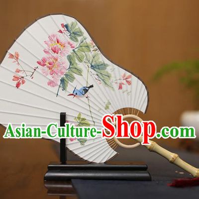 Traditional Chinese Crafts Ink Painting Flowers Paper Fan, China Palace Princess Fans for Women