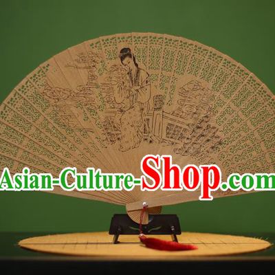 Traditional Chinese Crafts Sandalwood Folding Fan, China Handmade Carving Maidenform Incienso Fans for Women