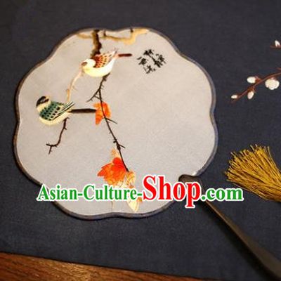 Traditional Chinese Crafts Suzhou Embroidery Palace Fan, China Princess Embroidered Silk Fans for Women