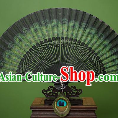 Traditional Chinese Crafts Peacock Spreads Tail Folding Fan, China Handmade Classical Silk Fans for Women