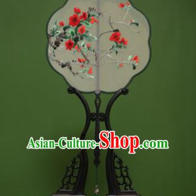 Traditional Chinese Crafts Suzhou Embroidery Flowers Palace Fan, China Princess Embroidered Silk Fans for Women
