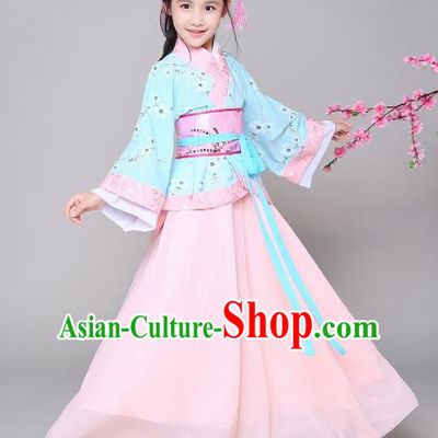 Traditional Chinese Han Dynasty Princess Hanfu Clothing, China Ancient Palace Lady Costume for Kids