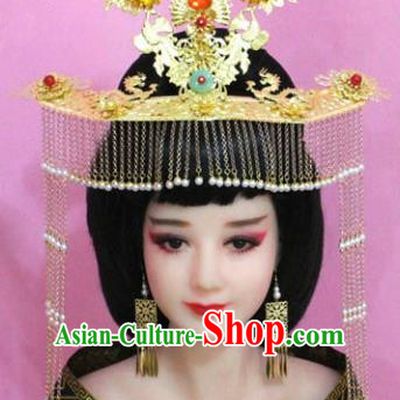 Chinese Ancient Bride Hair Accessories Xiuhe Suit Phoenix Coronet, China Empress Tassel Hairpins Headwear for Women