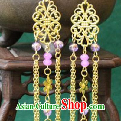 Traditional Chinese Handmade Jewelry Accessories Bride Bead Tassel Earrings Hanfu Xiuhe Suit Eardrop for Women