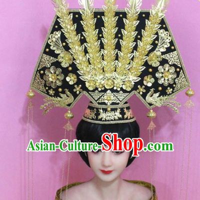 Traditional Chinese Handmade Hair Accessories Ancient Qing Dynasty Manchu Imperial Concubine Great Pull Fin Headwear for Women