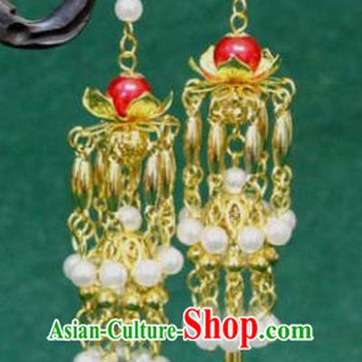 Traditional Chinese Handmade Jewelry Accessories Xiuhe Suit Bride Pearls Tassel Earrings Hanfu Eardrop for Women
