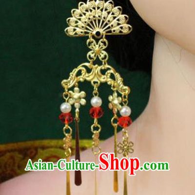 Traditional Chinese Handmade Jewelry Accessories Xiuhe Suit Bride Peacock Earrings Hanfu Eardrop for Women