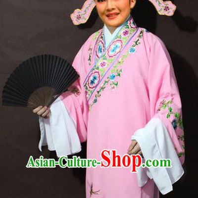 Traditional China Beijing Opera Niche Costume Pink Embroidered Robe, Chinese Peking Opera Gifted Scholar Clothing