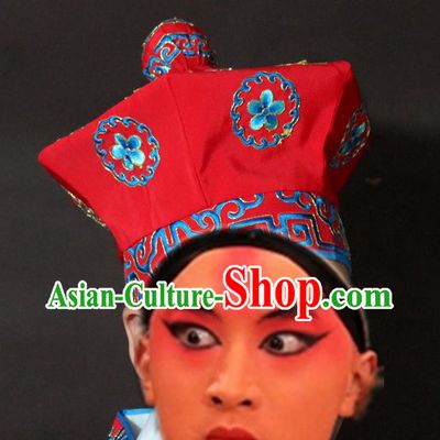 Traditional China Beijing Opera Takefu Embroidery Hats, Chinese Peking Opera Imperial Bodyguard Embroidered Headwear