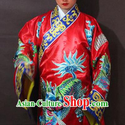 Traditional China Beijing Opera Taoist Costume Red Embroidered Robe, Chinese Peking Opera Embroidery Gwanbok Clothing