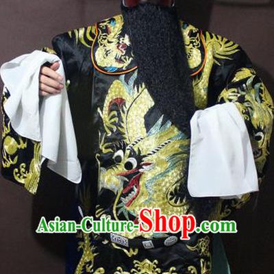 Traditional China Beijing Opera Prime Minister Costume Black Embroidered Robe, Chinese Peking Opera Bao Zheng Gwanbok Clothing