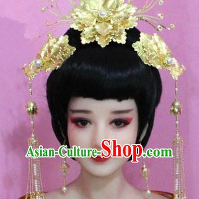 Traditional Chinese Handmade Hair Accessories Princess Hairpins Golden Phoenix Coronet Complete Set for Women