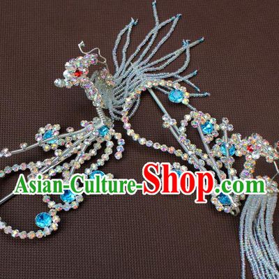 Traditional Chinese Handmade Hair Accessories Princess Hairpins Phoenix Tassel Step Shake for Women