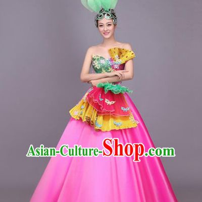 Professional Opening Dance Costume Stage Performance Classical Dance Rosy Dress for Women