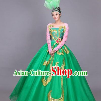 Professional Opening Dance Costume Stage Performance Classical Dance Green Dress for Women