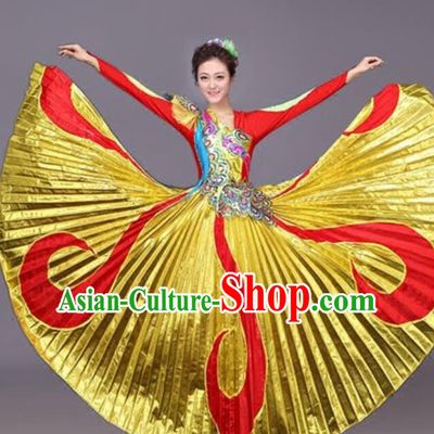 Professional Opening Dance Costume Stage Performance Classical Dance Golden Dress for Women