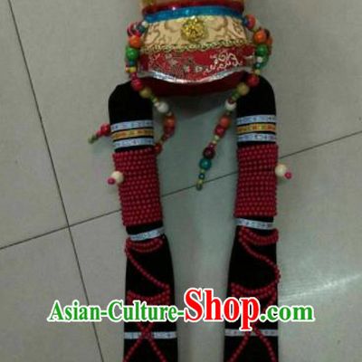 Chinese Traditional Mongol Nationality Hair Accessories Mongolian Princess Hat Headwear for Women