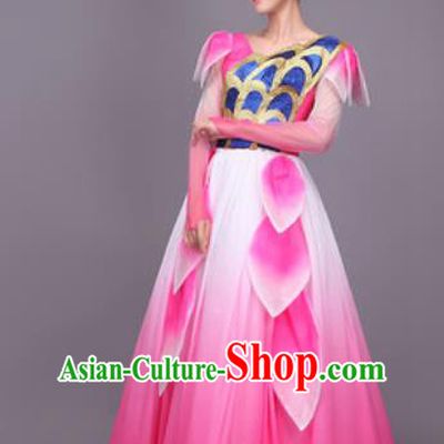 Chinese Traditional Classical Dance Costume Folk Dance Pink Dress for Women