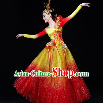 Professional Opening Dance Modern Dance Costume Stage Performance Veil Dress for Women